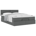 vidaXL Pat otoman cu saltea țesătură gri închis 140x200 cm