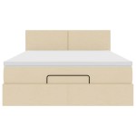 vidaXL Pat otoman cu saltea crem 140x200 cm stofa