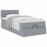 vidaXL Pat otoman cu saltea țesătură gri deschis 90x200 cm