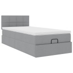vidaXL Pat otoman cu saltea țesătură gri deschis 90x200 cm