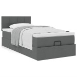 vidaXL Pat otoman cu saltea țesătură gri închis 90x200 cm