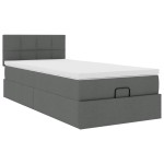 vidaXL Pat otoman cu saltea țesătură gri închis 90x200 cm