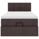 vidaXL Pat otoman cu saltea țesătură maro închis 90x200 cm