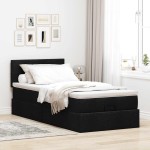 vidaXL Pat otoman cu saltea negru 100x200 cm stofa