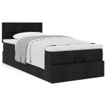 vidaXL Pat otoman cu saltea negru 100x200 cm stofa