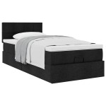 vidaXL Pat otoman cu saltea negru 100x200 cm stofa