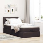 vidaXL Pat otoman cu saltea țesătură maro închis 100x200 cm