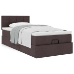 vidaXL Pat otoman cu saltea țesătură maro închis 100x200 cm