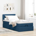 vidaXL Pat otoman cu saltea albastru 100x200 cm stofa