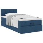 vidaXL Pat otoman cu saltea albastru 100x200 cm stofa