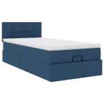 vidaXL Pat otoman cu saltea albastru 100x200 cm stofa