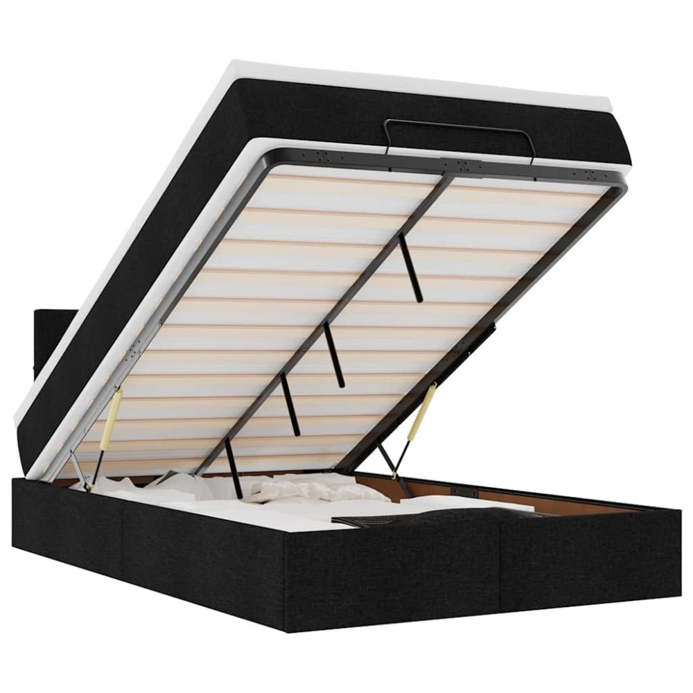 vidaXL Pat otoman cu saltea negru 120x190 cm stofa