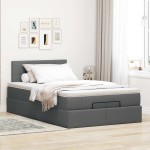 vidaXL Pat otoman cu saltea țesătură gri închis 120x200 cm