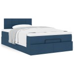 vidaXL Pat otoman cu saltea albastru 120x200 cm stofa