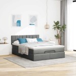 vidaXL Pat otoman cu saltea țesătură gri închis 140x190 cm