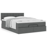 vidaXL Pat otoman cu saltea țesătură gri închis 140x190 cm