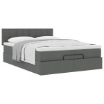 vidaXL Pat otoman cu saltea țesătură gri închis 140x190 cm