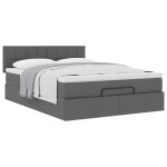 vidaXL Pat otoman cu saltea țesătură gri închis 140x200 cm vidaXL Pat otoman cu saltea țesătură gri închis 140x200 cm