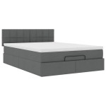 vidaXL Pat otoman cu saltea țesătură gri închis 140x200 cm vidaXL Pat otoman cu saltea țesătură gri închis 140x200 cm