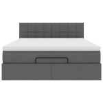 vidaXL Pat otoman cu saltea țesătură gri închis 140x200 cm vidaXL Pat otoman cu saltea țesătură gri închis 140x200 cm