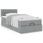 vidaXL Pat otoman cu saltea țesătură gri deschis 90x200 cm
