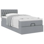 vidaXL Pat otoman cu saltea țesătură gri deschis 90x200 cm