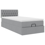 vidaXL Pat otoman cu saltea țesătură gri deschis 90x200 cm