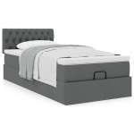 vidaXL Pat otoman cu saltea țesătură gri închis 90x200 cm