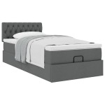 vidaXL Pat otoman cu saltea țesătură gri închis 90x200 cm