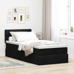 vidaXL Pat otoman cu saltea negru 100x200 cm stofa