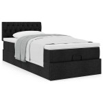 vidaXL Pat otoman cu saltea negru 100x200 cm stofa