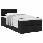 vidaXL Pat otoman cu saltea negru 100x200 cm stofa