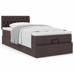 vidaXL Pat otoman cu saltea țesătură maro închis 100x200 cm