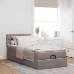 vidaXL Pat otoman cu saltea Taupe 100x200 cm Stofa