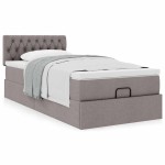 vidaXL Pat otoman cu saltea Taupe 100x200 cm Stofa