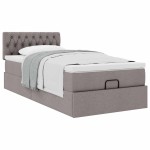 vidaXL Pat otoman cu saltea Taupe 100x200 cm Stofa