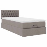 vidaXL Pat otoman cu saltea Taupe 100x200 cm Stofa