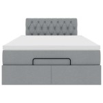 vidaXL Pat otoman cu saltea țesătură gri deschis 120x190 cm