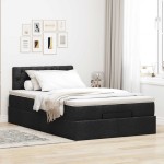 vidaXL Pat otoman cu saltea negru 120x190 cm stofa