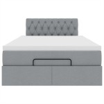 vidaXL Pat otoman cu saltea țesătură gri deschis 120x200 cm