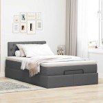 vidaXL Pat otoman cu saltea țesătură gri închis 120x200 cm
