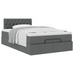 vidaXL Pat otoman cu saltea țesătură gri închis 120x200 cm