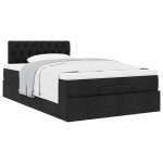 vidaXL Pat otoman cu saltea negru 120x200 cm stofa