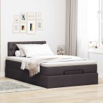 vidaXL Pat otoman cu saltea țesătură maro închis 120x200 cm