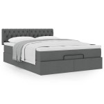vidaXL Pat otoman cu saltea țesătură gri închis 140x190 cm