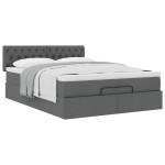 vidaXL Pat otoman cu saltea țesătură gri închis 140x190 cm