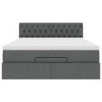 vidaXL Pat otoman cu saltea țesătură gri închis 140x190 cm