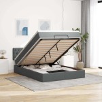 vidaXL Pat otoman cu saltea țesătură gri închis 140x200 cm
