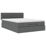 vidaXL Pat otoman cu saltea țesătură gri închis 140x200 cm