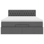 vidaXL Pat otoman cu saltea țesătură gri închis 140x200 cm